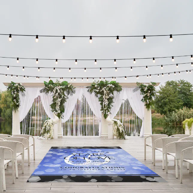 Elegant 65th Blue Sapphire Wedding Anniversary Outdoor Rug