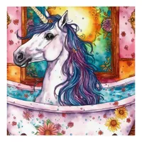 Adorable Unicorn Blue and Purple Mane in the Bath Acrylic Print