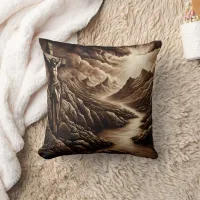 Jesus Crucified Over Mountain Landscape at Dusk Throw Pillow