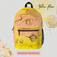 Stylish Yellow Flower Printed Backpack