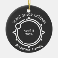 Total Solar Gift Eclipse 2024 Modern Minimal Ceramic Ornament