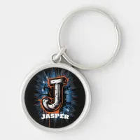 Urban Spray Paint Monogram "J" Customizable Keychain