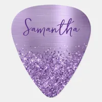 Glittery Glam Royal Purple Name Guitar Pick