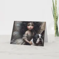 Boston Terrier and Fairy  Card