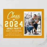 2024 Grad Party | Yellow Gold Photo Graduation Foil Invitation