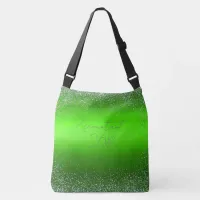 Green Brushed Metal Glitter Monogram Simple | Crossbody Bag