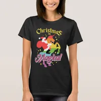 Christmas Is Magical Santa Riding Unicorn Funny T-Shirt