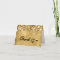 Glitter Gold 40th Birthday Fancy Calligraphy Thank You Card