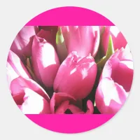 Pink Tulips Classic Round Sticker