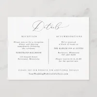 Vintage Calligraphy Elegant Wedding Details Card