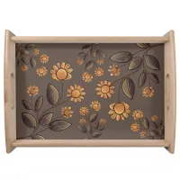 Golden Flowers Serving Tray