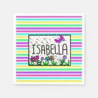 Isabella - The Name Isabella Whimsical Drawing Napkins