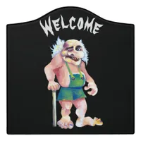 Scandinavian Funny Looking Welcoming Troll Door Sign