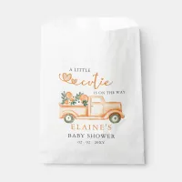 A Little Cutie Is On The Way Orange Baby Shower  Favor Bag