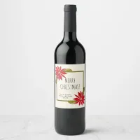 Classic Poinsettia Simple Modern Chic Christmas Wine Label