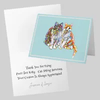 Mosaic Cats | Thank You For Your Custom Turquoise Note Card