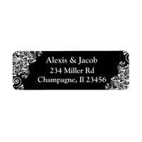 Black and White Elegant Script Return Labels