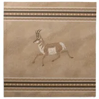 Southwest Pronghorn Running Antelope Brown Border  Cloth Napkin