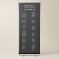 130 Guest Black Alphabetical Seating Chart Retractable Banner