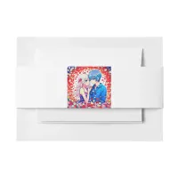 Anime Couple Red Wedding Themed Invitation Belly Band