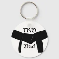 Martial Arts Black Belt TKD Dad Keychain