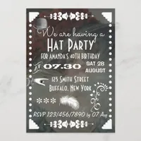 Vintage Retro Chalkboard Hat Party Invitation