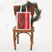 Red And Green Magical Holiday Winter Wonderland Grocery Bag