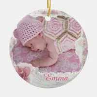 Pretty Pink Floral Christmas Ornament Keepsake