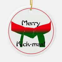 Martial Arts Merry Kick Mas Ceramic Ornament