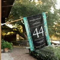 Elegant 44th Turquoise Wedding Anniversary House Flag
