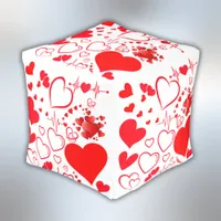 Simple Red Hearts Romantic Love On White | Pouf