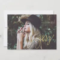 Joy Faux Gold Script Holiday Card