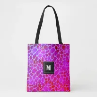 Purple and Pink Leopard Print Monogram Tote Bag