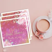 Pink Floral Fancy Elegant Romantic Bridal Shower Napkins