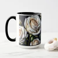 Gorgeous white roses with golden details mug