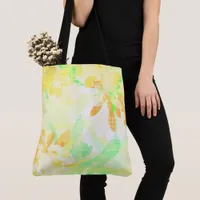 Large Abstract Floral Grocery Shopping Beach Tote Bag