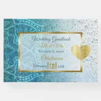 Blue Mandala Gold Heart Wedding Book