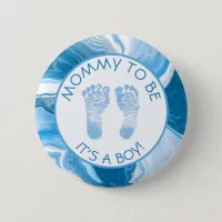 Mommy to be Blue Marble Baby Shower Button