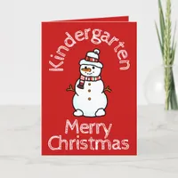 Christmas Snowman With Name | Boys Red Activity Holiday Card