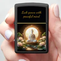 Buddha in a peaceful lotus garden zippo lighter