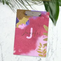 Pink Gold Modern Glam Abstract Shimmering Glitter  Clipboard