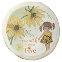 Sunflower Watercolor Girl Birthday  Sugar Cookie