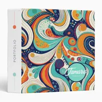 60s 70s Vibe Retro Swirls Abstract Pat#1 ID1069 3 Ring Binder