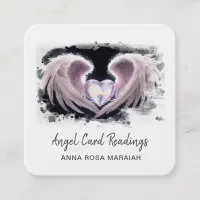 *~* Crystal Opal Heart QR Angel Wings AP78 Square Business Card