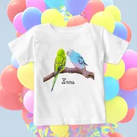 Cute budgie couple - personalizable baby T-Shirt