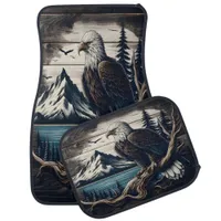 Majestic Eagle Perched Against Mountain Landscape Car Floor Mat