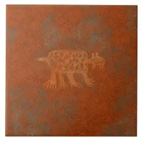 Southwest Canyons Bobcat Petroglyph  Ceramic Tile