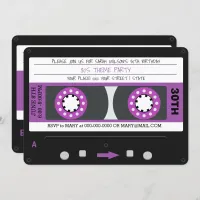 Purple Cassette Tape Retro 80s Birthday Party Invitation