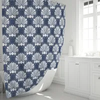 Navy & White Seashell Shower Curtain