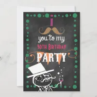 Mustache Chalkboard Birthday Party Invitation